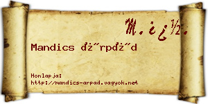 Mandics Árpád névjegykártya