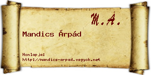Mandics Árpád névjegykártya