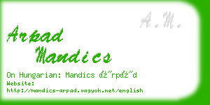 arpad mandics business card